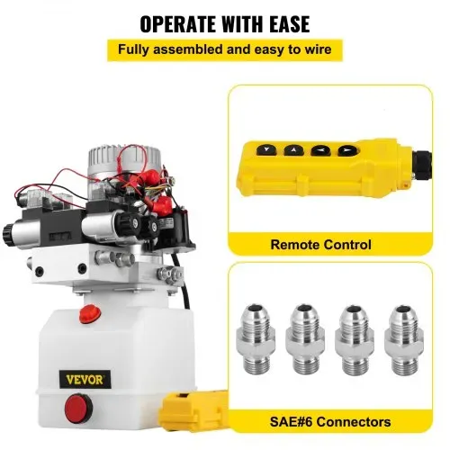 VEVOR 12V Hydraulische Pumpe mit Doppelwirkend Doppelmagnet, 4.5L Hydraulikaggregat, Kipperpumpe ZZ004234 Elektrische Hydraulikpumpe – Bild 3