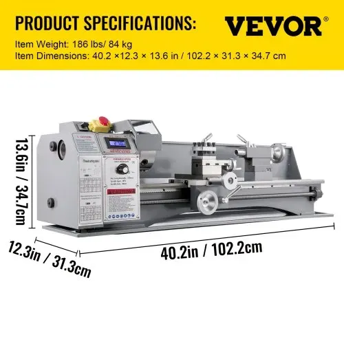 VEVOR Metalldrehmaschinen Mini Drehbank 220x750mm Drehmaschine Metall 750 W Mini Drechselbank für Metallbearbeitung Drehbank Metall präzise einfach zu bedienen – Bild 6