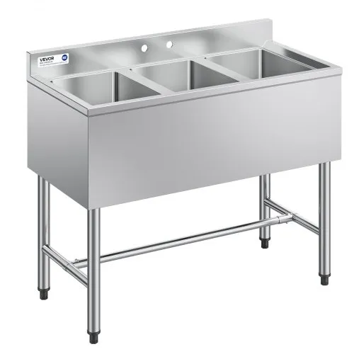 VEVOR Spülbecken mit 3 Becken & Spritzschutz & Effizientem Abfluss, Küchenspüle (978 x 470 x 838 mm), Küchenspüle für Restaurants Imbisswagen Privaten Gebrauch, Edelstahlspüle VEVOR Spülbecken mit 3 Becken & Spritzschutz & Effizientem Abfluss, Küchenspüle (978 x 470 x 838 mm), Küchenspüle für Restaurants Imbisswagen Privaten Gebrauch, Edelstahlspüle