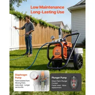 VEVOR Membran-Airless-Farbspritzgerät 2000 W, Rollbares Farbspritzgerät mit 22,75 MPa Hochdruck, 10 m Hochdruckschlauch, Reinigungsnadel und Bürste, für DIY-Sprüharbeiten im Innen- und Außenbereich VEVOR Membran-Airless-Farbspritzgerät 2000 W, Rollbares Farbspritzgerät mit 22,75 MPa Hochdruck, 10 m Hochdruckschlauch, Reinigungsnadel und Bürste, für DIY-Sprüharbeiten im Innen- und Außenbereich