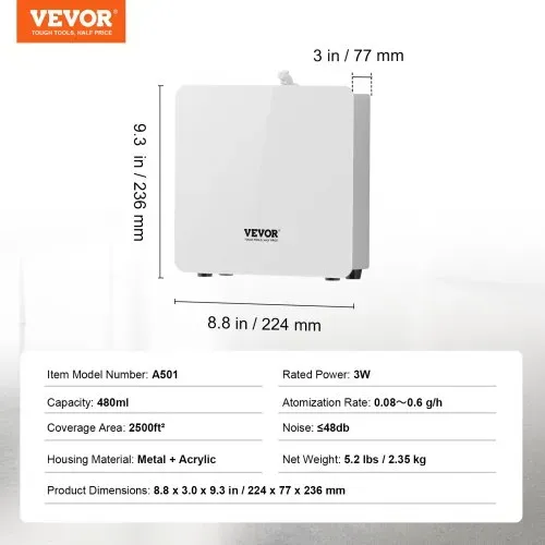 VEVOR Duft Luft Maschine, 480ml Bluetooth Smart ätherisches Öl Diffusor, 2500sq.ft Wasserlos Duft Diffusor mit Kaltluft-Technologie, Aromatherapie Diffusor Maschine für Haus, Büro, Hotel, Spa – Bild 6