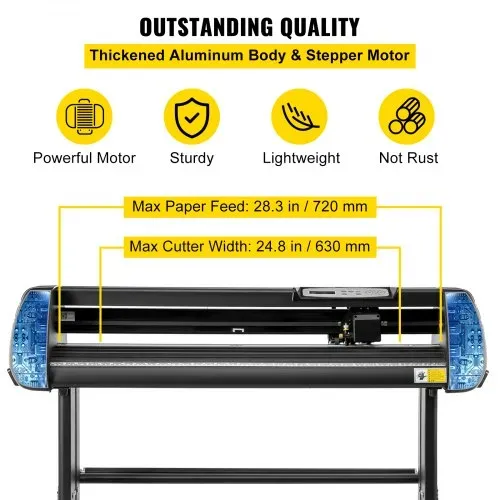 VEVOR Schneideplotter, Plottermaschine Max. 720 mm Papiervorschub, Vinyl Schneideplotter, Folienplotter, Vinyl Schneideplotter Maschine, Schnittgenauigkeit 0,01 mm, Hobby Plotter, 3 Klingen Inkl. – Bild 2