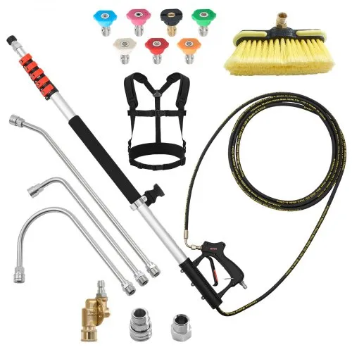 VEVOR Teleskopstab für Hochdruckreiniger 7,62 m, Hochdruckreiniger-Verlängerungsstäben 276 bar, inkl. Hochdruckschlauch, Bürstenkopf, 7 Düsen, Schlauchadapter, Stützgurt, für Wände Dachrinnen VEVOR Teleskopstab für Hochdruckreiniger 7,62 m, Hochdruckreiniger-Verlängerungsstäben 276 bar, inkl. Hochdruckschlauch, Bürstenkopf, 7 Düsen, Schlauchadapter, Stützgurt, für Wände Dachrinnen