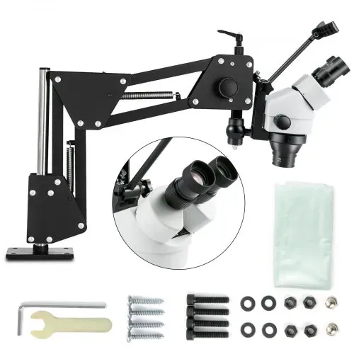 VEVOR Zoom Trinokulares Stereomikroskop WF10X 20mm Binokulares Stereo Säulenständer für Jewelry Tools (3.5X-90X) Mikroskop, Silbe, 1 Count (Pack of 1) Multi-Directional Microscope – Bild 8