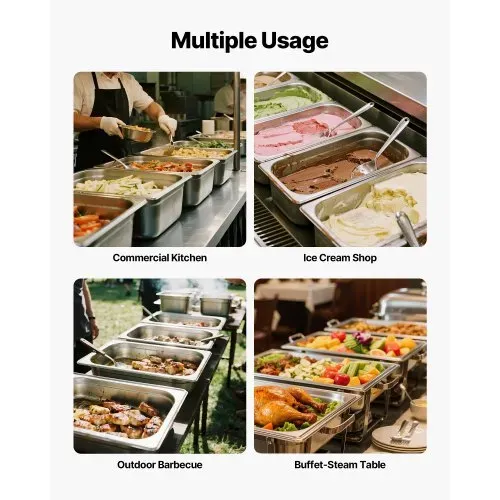 VEVOR Gastronormbehälter Hotelpfanne (volle Größe) 1 Packung 20,5 L Behälter, wiederverwendbare, rostfreie Catering-Aufbewahrung, Panierschale Speisebehälter für Party Restaurant Hotel Buffet – Bild 6