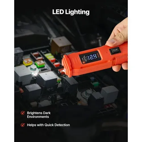 VEVOR Kfz Stromkreistester Elektroprüfer mit Stromkreissonde & LED-Bildschirm & Beleuchtung, 6–36 DCV Spannungsprüfer mit 4 m Kabel & ABS-Gehäuse, elektrischer Detektorfinder Stromkreisprüfer – Bild 5