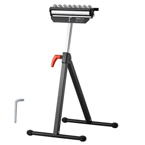 VEVOR 3-in-1 Rollenständer, 136 kg, 68–108 cm höhenverstellbar, Rollenbock mit 29,2 cm poliertem, multidirektionalem Rollenkopf, für Tischkreissägen-Auslauf, Holzbearbeitungs-Verlängerungsstütze – Bild 8