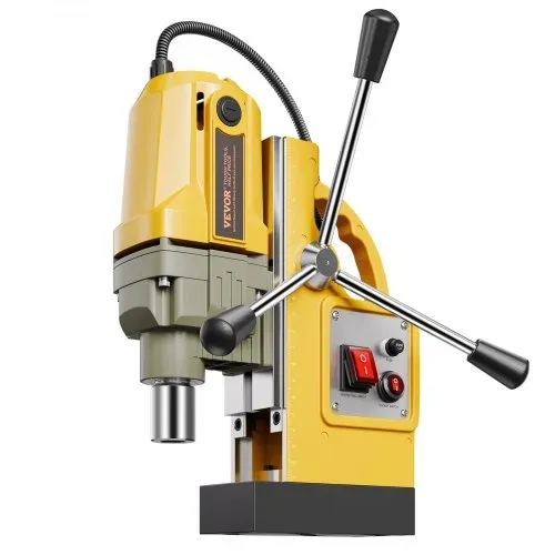 VEVOR Magnetbohrmaschine Kernbohrmaschine 1400 W φ50 mm, 12500 N tragbare elektrische Magnetbohrmaschine mit 11 Kernbohrern, 800 U/min Bohrmaschine für Metalloberflächen Industrie Heimwerker Gelb – Bild 8