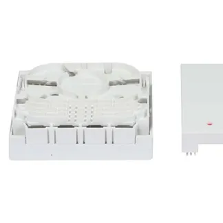 LWL-FTTH Wandgehäuse, für 4 Kupplungen SC-S oder LC-D 80×80 mit Kabelführung, DIN-Rail/Wand, Schrumpf, Synergy 21 LWL-FTTH Wandgehäuse, für 4 Kupplungen SC-S oder LC-D 80×80 mit Kabelführung, DIN-Rail/Wand, Schrumpf, Synergy 21