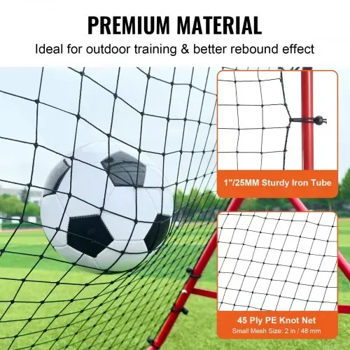 VEVOR Fußball Rebound Netz Tragbares Prellwand Fußball 48 x 48 mm, Rebounder Fußball Eisenrohr & PE-Netz Kinder & Jugendliche Fußballtor Rebounder Kicker für Fußball Training – Bild 3