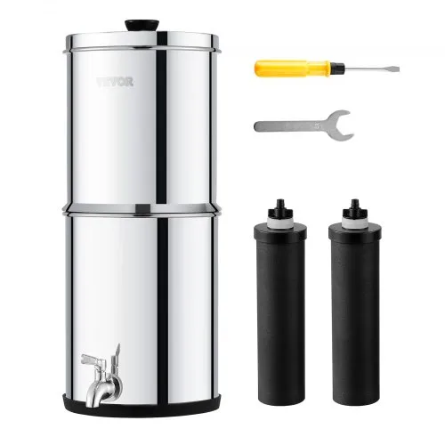 VEVOR Schwerkraft Wasserfiltersystem Edelstahl Arbeitsplattensystem 4,4 + 5,5 L Wasserfiltrationssystem, reduziert Blei und bis zu 99 % Chlor, mit 2 Kohlefiltern & Zapfhahn, Camping Wohnmobil Zuhause VEVOR Schwerkraft Wasserfiltersystem Edelstahl Arbeitsplattensystem 4,4 + 5,5 L Wasserfiltrationssystem, reduziert Blei und bis zu 99 % Chlor, mit 2 Kohlefiltern & Zapfhahn, Camping Wohnmobil Zuhause