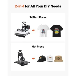 VEVOR Transferpresse 38x38cm Sublimationsmaschine 2-in-1 Textilpresse 1250W, 360° Schwenkfunktion Schnelles & Gleichmäßiges Aufheizen Zeit- & Temperaturregelung T-Shirts Kissenbezüge Mützen VEVOR Transferpresse 38x38cm Sublimationsmaschine 2-in-1 Textilpresse 1250W, 360° Schwenkfunktion Schnelles & Gleichmäßiges Aufheizen Zeit- & Temperaturregelung T-Shirts Kissenbezüge Mützen