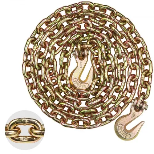 VEVOR G80 Transport-Binderkette, 3/8 Zoll x 10,3 Fuß Abschleppkette mit Gabelkopf-Greifhaken, 7100 lbs sichere Arbeitslast, Hochleistungs-Anhänger-Holztransportkette für den Transport von Abschlepp-LKW-Bindeausrüstung VEVOR G80 Transport-Binderkette, 3/8 Zoll x 10,3 Fuß Abschleppkette mit Gabelkopf-Greifhaken, 7100 lbs sichere Arbeitslast, Hochleistungs-Anhänger-Holztransportkette für den Transport von Abschlepp-LKW-Bindeausrüstung