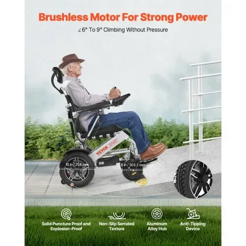 VEVOR Rollstuhl Elektrisch Faltbar, medizinischer Roller bis 136 kg, Elektrorollstuhl mit verstellbarer Rückenlehne, 21 km Reichweite, für Senioren und Behinderte, Leicht zu transportieren – Bild 4