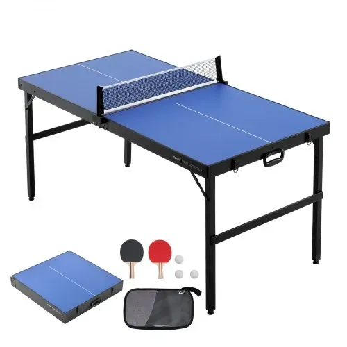 VEVOR Tischtennistisch Ping-Pong-Tisch, mittelgroße tragbare Tischtennisplatte, Tischtennisplatte aus MDF zusammenklappbar komplettes Set mit Netz, 2 Schlägern, 3 Bällen, Tragetasche, Griff – Bild 8