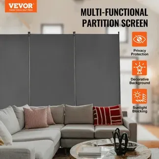 VEVOR Raumteiler 3 Paneele Raumteiler 260 x 184 x 52 cm, faltbarer Sichtschutz & tragbarer Trennwandteiler zur Raumtrennung, freistehende Raumteiler für Büro Schlafzimmer Arbeitszimmer, Grau VEVOR Raumteiler 3 Paneele Raumteiler 260 x 184 x 52 cm, faltbarer Sichtschutz & tragbarer Trennwandteiler zur Raumtrennung, freistehende Raumteiler für Büro Schlafzimmer Arbeitszimmer, Grau