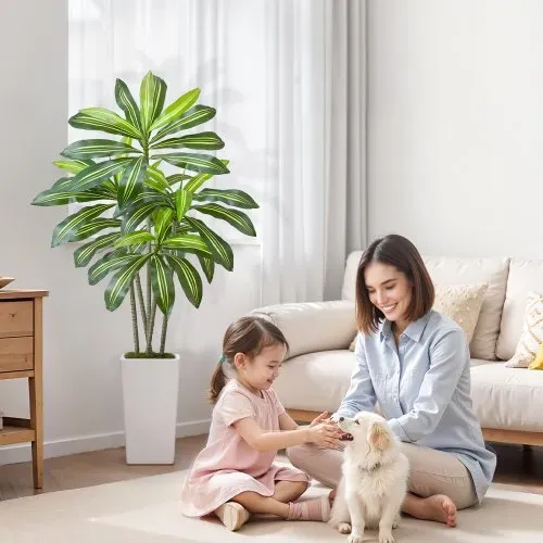 VEVOR Künstlicher Dracaena-Baum, 1,52 m, Drachenbaum, tropische Pflanzen mit weißem, hohem Pflanzgefäß, Kunstseidenpflanze im Topf, große Bäume für Veranden, Wohnzimmer, Terrassen Zuhause, Büro – Bild 7