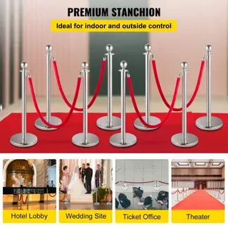 VEVOR Personenleitsystem 8 Ständer, 90 cm Gesamthöhe Absperrung, Abgrenzungsständer Leitpfosten, Absperrständer mit 1,5 M Länge Gürtel für Hochzeit Flughafen, Ständer aus Stahl und Eisen, Silber Rot VEVOR Personenleitsystem 8 Ständer, 90 cm Gesamthöhe Absperrung, Abgrenzungsständer Leitpfosten, Absperrständer mit 1,5 M Länge Gürtel für Hochzeit Flughafen, Ständer aus Stahl und Eisen, Silber Rot