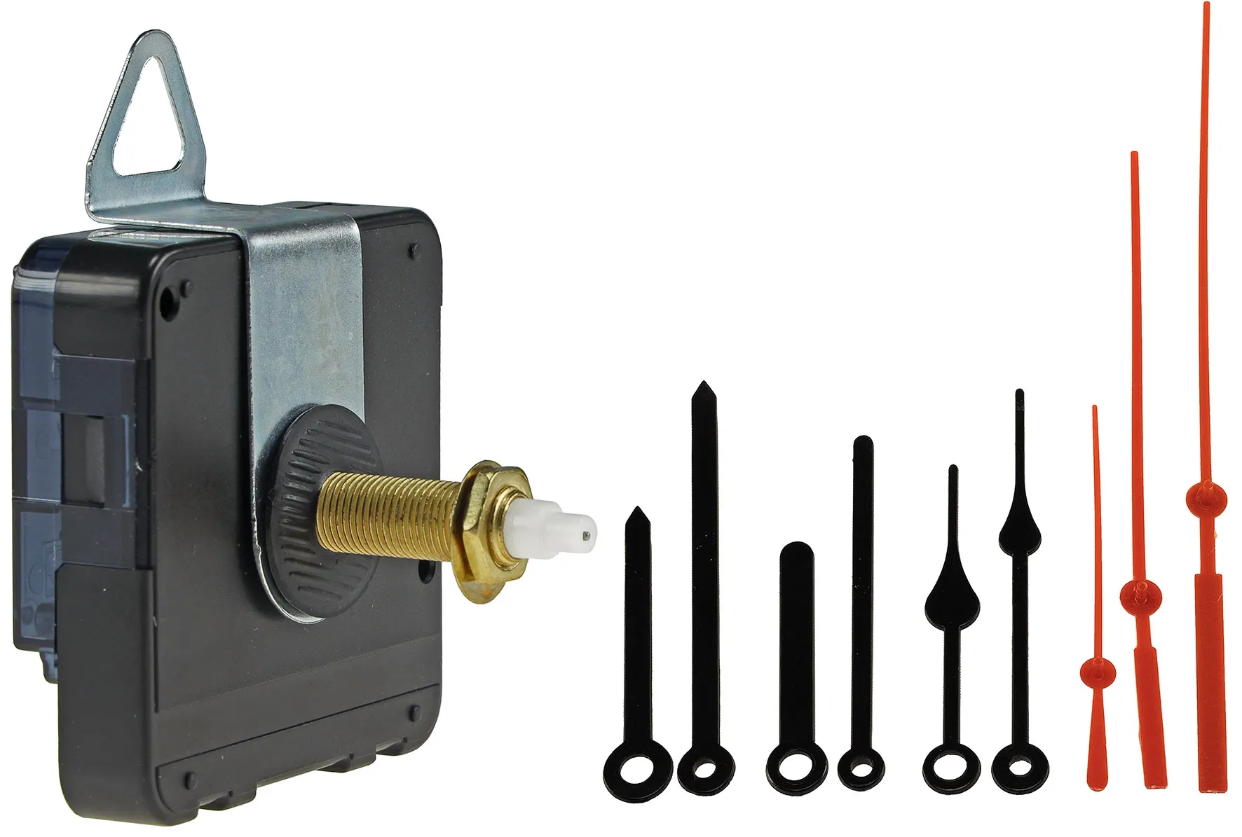 Quarz-Uhrwerk mit 32mm Schaft 3 Zeigersätzen aus Kunststoff Quarz-Uhrwerk mit 32mm Schaft 3 Zeigersätzen aus Kunststoff