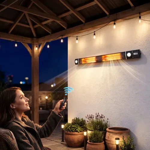 VEVOR Infrarot Heizstrahler 3000W Infrarotstrahler WLAN-Steuerung Wandgerät, Infrarotheizung für Garten Terrasse Balkon, Fernbedienung & Tastensteuerung, 3 Heizstufen, IP55-Schutz, Aluminiumlegierung – Bild 7