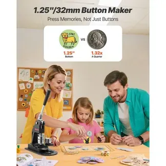 VEVOR Buttonmaschine 32 mm, Knopfmachermaschine mit 500 Buttonrohlingen & Kreisschneider & Sechskantschlüsseln & Anleitungsbuch & Ergonomischem Griff, für DIY Anstecknadeln Abzeichen Schwarz VEVOR Buttonmaschine 32 mm, Knopfmachermaschine mit 500 Buttonrohlingen & Kreisschneider & Sechskantschlüsseln & Anleitungsbuch & Ergonomischem Griff, für DIY Anstecknadeln Abzeichen Schwarz