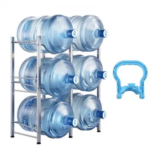 VEVOR Wasserkrughalter mit 3 Ebenen, 5-Gallonen-Wasserflaschenhalter, zweireihiges Wasserflaschenregal für 6 Flaschen, robustes Wasserkrugregal für Küche, Büro, Wohnzimmer, Silber VEVOR Wasserkrughalter mit 3 Ebenen, 5-Gallonen-Wasserflaschenhalter, zweireihiges Wasserflaschenregal für 6 Flaschen, robustes Wasserkrugregal für Küche, Büro, Wohnzimmer, Silber