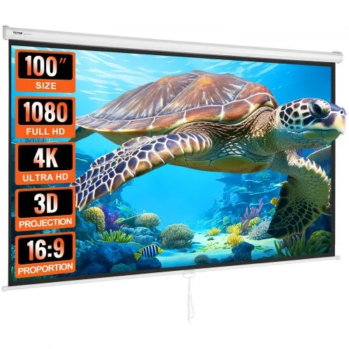 VEVOR Projektion Beamer Leinwand 254 cm HD 4K Outdoor Indoor Manuelle Projektor Screen Schnelles Klappbare Tragbare Filmleinwand 16: 9 für Heimkino, Camping und Freizeitveranstaltungen Schwarz VEVOR Projektion Beamer Leinwand 254 cm HD 4K Outdoor Indoor Manuelle Projektor Screen Schnelles Klappbare Tragbare Filmleinwand 16: 9 für Heimkino, Camping und Freizeitveranstaltungen Schwarz