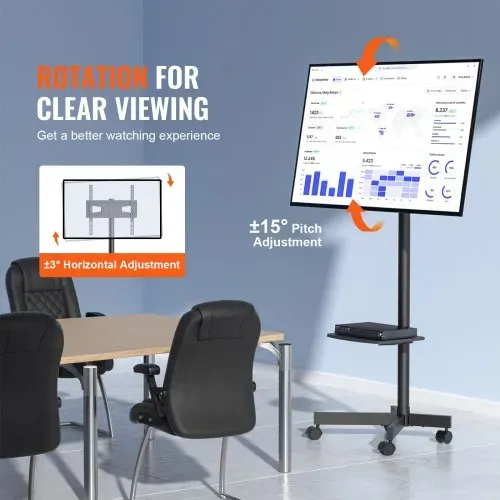 VEVOR TV Ständer mit Rollen Universal 1430–1538 mm Höhenverstellbar, 100 x 100 mm / 400 x 400 mm, 39,9 kg Belastbarer Bodenständer Standfuß Passend für 58,42-152,4 cm Fernsehen, TV-Halterung – Bild 2