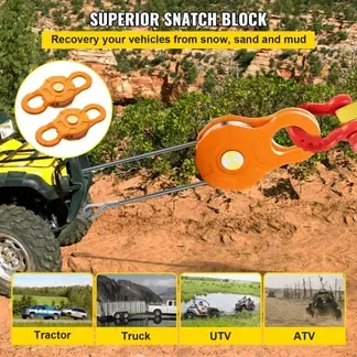 VEVOR Snatch Block, 11T/11,3 kg Arbeitslastbegrenzung, robuste Seilwinde Riemenscheibe für 14 mm synthetisches Seil oder weiche Bügel, Off-Road Recovery Zubehör für Traktor, LKW, ATV & UTV, 2 Packunge VEVOR Snatch Block, 11T/11,3 kg Arbeitslastbegrenzung, robuste Seilwinde Riemenscheibe für 14 mm synthetisches Seil oder weiche Bügel, Off-Road Recovery Zubehör für Traktor, LKW, ATV & UTV, 2 Packunge