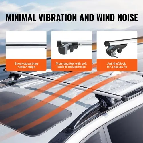VEVOR Dachträger Universal Dachgepäckträger Auto Alu Querträger 90 kg Tragkraft, für erhöhte Seitenschiene mit Lücke, passend Innenabstand des Dachbalkens 19-101 cm, Rohrdurchmesser 28-68 mm – Bild 5