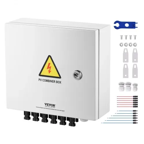 VEVOR PV-Combiner-Box, 6-String, Solar-Combiner-Box mit 10 A Nennstromsicherung, 63 A Leistungsschalter, Blitzableiter und Solaranschluss, Stahlgehäuse für On-/Off-Grid-Solarpanelsystem, IP65 – Bild 8