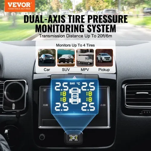 VEVOR Reifendrucküberwachungssystem für Wohnmobile, 7,3–87 psi Anhänger-TPMS, universelles kabelloses Autoalarmsystem wasserdichtes TPMS-Sensorset mit 4 Sensoren 5 Alarmmodi Echtzeitanzeige VEVOR Reifendrucküberwachungssystem für Wohnmobile, 7,3–87 psi Anhänger-TPMS, universelles kabelloses Autoalarmsystem wasserdichtes TPMS-Sensorset mit 4 Sensoren 5 Alarmmodi Echtzeitanzeige
