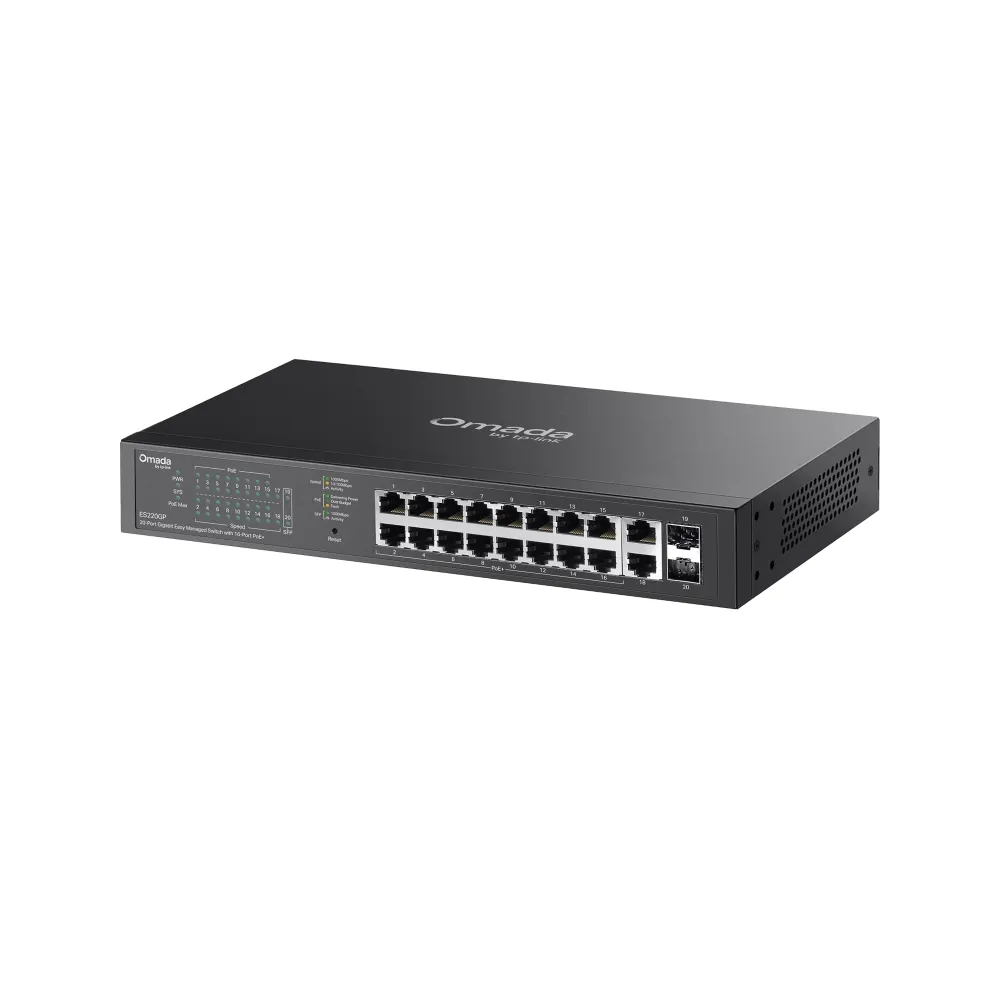 TP-Link Switch easy managed Layer2 20 Port • 18x 1GbE • 16x PoE af • 2x SFP • 150W PoE Budget • Lüfterlos • Omada • ES220GP – Bild 4