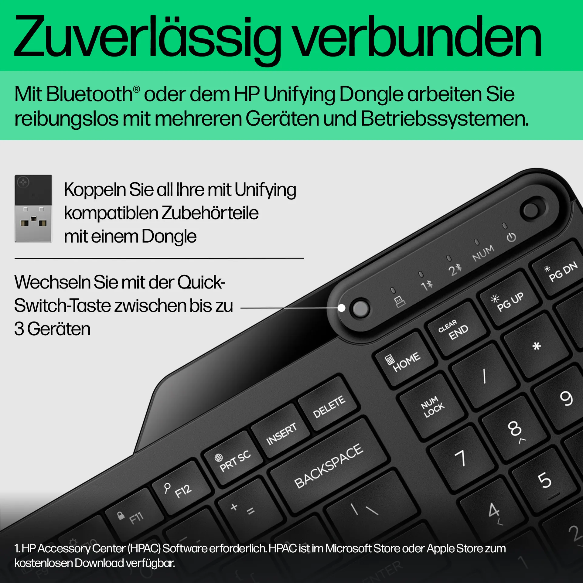HP 475 Dual-Mode Wireless-Tastatur – Bild 5