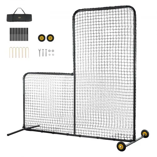 VEVOR L-Typ für Schlägerkäfig 213 x 106 x 213 cm Baseball- und Softball-Sicherheitsschirm Körperschutz Tragbarer Schlagschirm mit Körperschutz & Tragetasche & Rädern, Softball-Pitching-Netz Schwarz VEVOR L-Typ für Schlägerkäfig 213 x 106 x 213 cm Baseball- und Softball-Sicherheitsschirm Körperschutz Tragbarer Schlagschirm mit Körperschutz & Tragetasche & Rädern, Softball-Pitching-Netz Schwarz