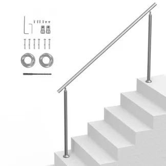 VEVOR Handläufe für Außentreppen, 180 cm langes Treppenhandlauf-Set, Übergangsgeländer aus Edelstahl mit Montagesatz, doppelsäulige Treppenhandläufe für Senioren, Veranda und Terrasse VEVOR Handläufe für Außentreppen, 180 cm langes Treppenhandlauf-Set, Übergangsgeländer aus Edelstahl mit Montagesatz, doppelsäulige Treppenhandläufe für Senioren, Veranda und Terrasse
