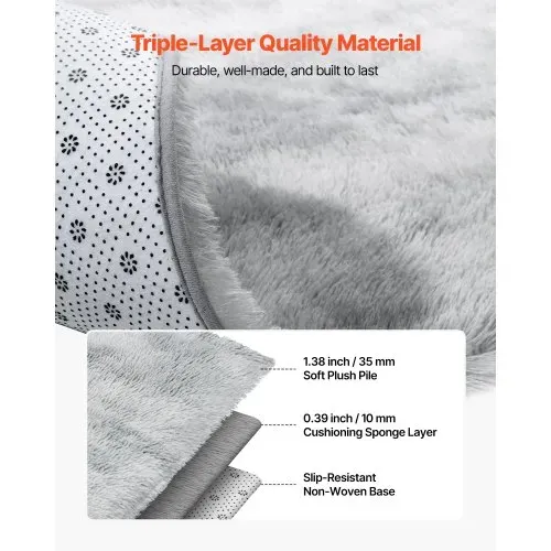 VEVOR Hochflor Teppich, 2743x3658 mm, flauschiger Teppich mit dreilagigem Material, 35 mm Florhöhe, für große Wohnzimmer, Heimkino, Loungebereich, fusselfrei und weicher, pflegeleicht – Bild 5