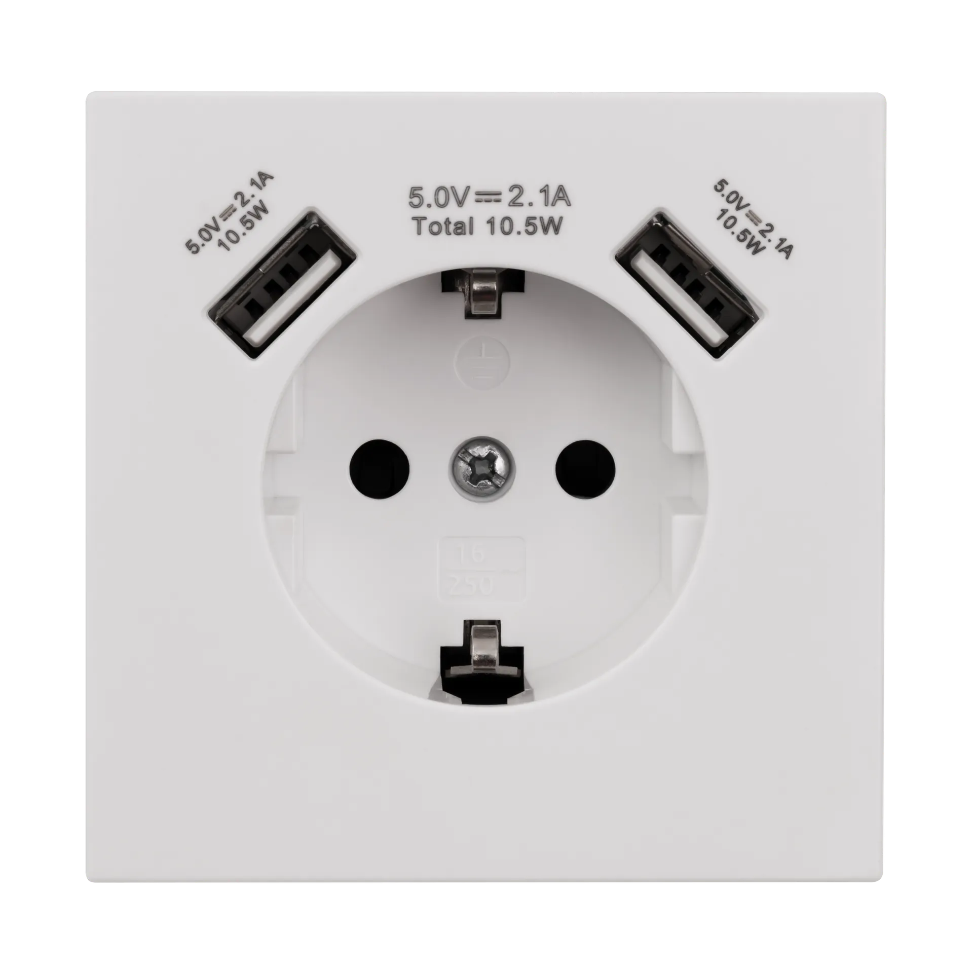 Schutzkontakt-Steckdose McPower ''Shallow'' 2xUSB-A - 5V/2,1A – Bild 4