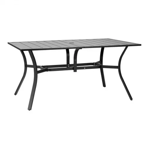 VEVOR Terrassentisch Gartentisch Balkontisch (1500 x 960 x 725 mm) aus Kohlenstoffstahl rechteckier Esstisch für Hof Terrasse Garten Veranda, wasserfest, mit 38 mm Schirmloch, 68 kg Tragkraft Schwarz – Bild 10