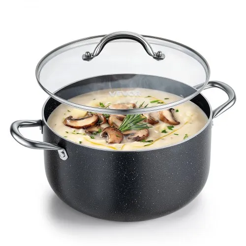 VEVOR Suppentopf aus Aluminiumlegierung 7,6 L Antihaftbeschichtet Kochtopf mit Glasdeckel, PFOA- und PFAS-frei, Kompatibel mit Gasherden Induktionsherden Elektroherden, Ideal für Suppen Eintöpfe Pasta VEVOR Suppentopf aus Aluminiumlegierung 7,6 L Antihaftbeschichtet Kochtopf mit Glasdeckel, PFOA- und PFAS-frei, Kompatibel mit Gasherden Induktionsherden Elektroherden, Ideal für Suppen Eintöpfe Pasta