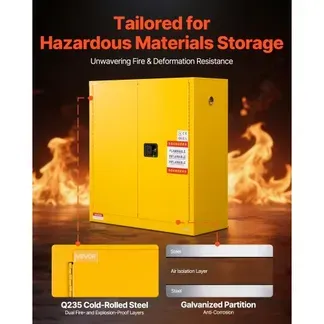 VEVOR Feuerlöschschrank feuerlöschfähiger brennbarer Lagerschrank (110 L) mit verstellbarem Regal, Feuerlöschschränke aus kaltgewalztem & verzinktem Stahl, Gelb Schutzschrank Gefahrstoffschrank VEVOR Feuerlöschschrank feuerlöschfähiger brennbarer Lagerschrank (110 L) mit verstellbarem Regal, Feuerlöschschränke aus kaltgewalztem & verzinktem Stahl, Gelb Schutzschrank Gefahrstoffschrank