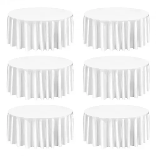 VEVOR 6 Stk. runde Tischdecken Tischwäsche 3352 mm, knitterfreier Tischdeckenschutz, maschinenwaschbares Tischtuch aus Polyestergewebe für Partys Hochzeiten Bankette formelle Veranstaltungen, Weiß – Bild 10