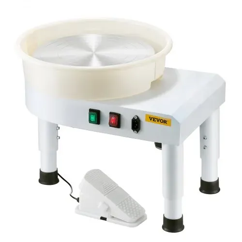 VEVOR Töpferscheibe Keramik-Radformmaschine 450 W (35 cm) mit einstellbarem Pedal & Hubbein & abnehmbarem Becken, Töpferformmaschine mit komplettem Zubehör für Kunst Handwerk Heimwerken, weiß – Bild 8