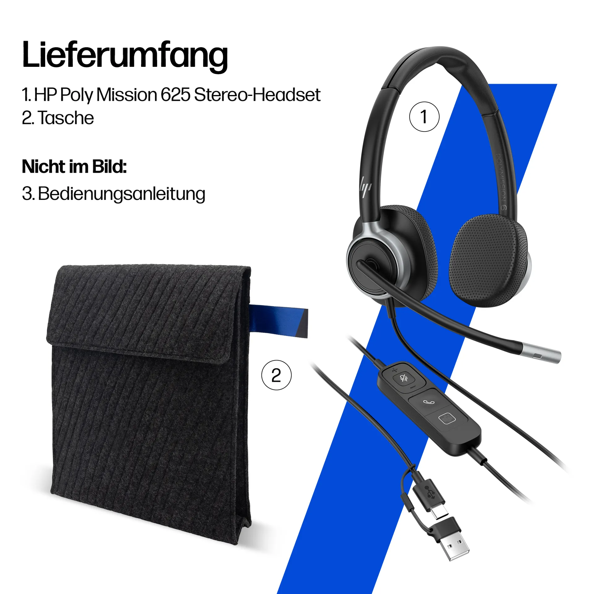 HP Poly Mission 615 Mono-Headset mit USB, kabelgebunden – Bild 7