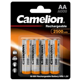 Mignon-Akku CAMELION 1,2 V, 2500 mAh, Typ AA, NiMH, 4er Blister Mignon-Akku CAMELION 1,2 V, 2500 mAh, Typ AA, NiMH, 4er Blister