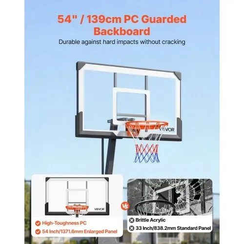 VEVOR tragbarer Basketballständer, 2,3-3,05 m höhenverstellbarer (manuell) Basketballkorb, Basketballanlage mit 139 cm PC-Rückwand, Basketballkorsystem Backboard-Set für Terrassen Schulen VEVOR tragbarer Basketballständer, 2,3-3,05 m höhenverstellbarer (manuell) Basketballkorb, Basketballanlage mit 139 cm PC-Rückwand, Basketballkorsystem Backboard-Set für Terrassen Schulen