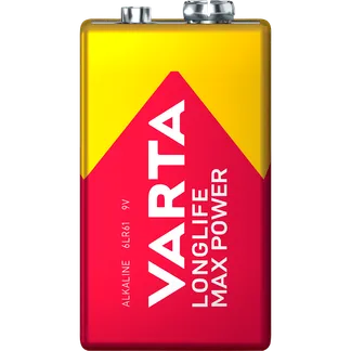 9V-Block Batterie VARTA  “Longlife Max Power“ Alkaline, 6LR61, 9V 9V-Block Batterie VARTA  “Longlife Max Power“ Alkaline, 6LR61, 9V