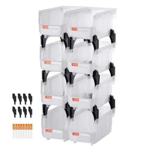 VEVOR Stapelboxen, 276x140x130 mm (8er-Pack), Lagerboxen zum Organisieren & Aufbewahren, Sichtlagerboxen, Sichtlagerkasten, für Schrank, Garage, Kleinteile, Bürobedarf, anderes Zubehör, transparent VEVOR Stapelboxen, 276x140x130 mm (8er-Pack), Lagerboxen zum Organisieren & Aufbewahren, Sichtlagerboxen, Sichtlagerkasten, für Schrank, Garage, Kleinteile, Bürobedarf, anderes Zubehör, transparent