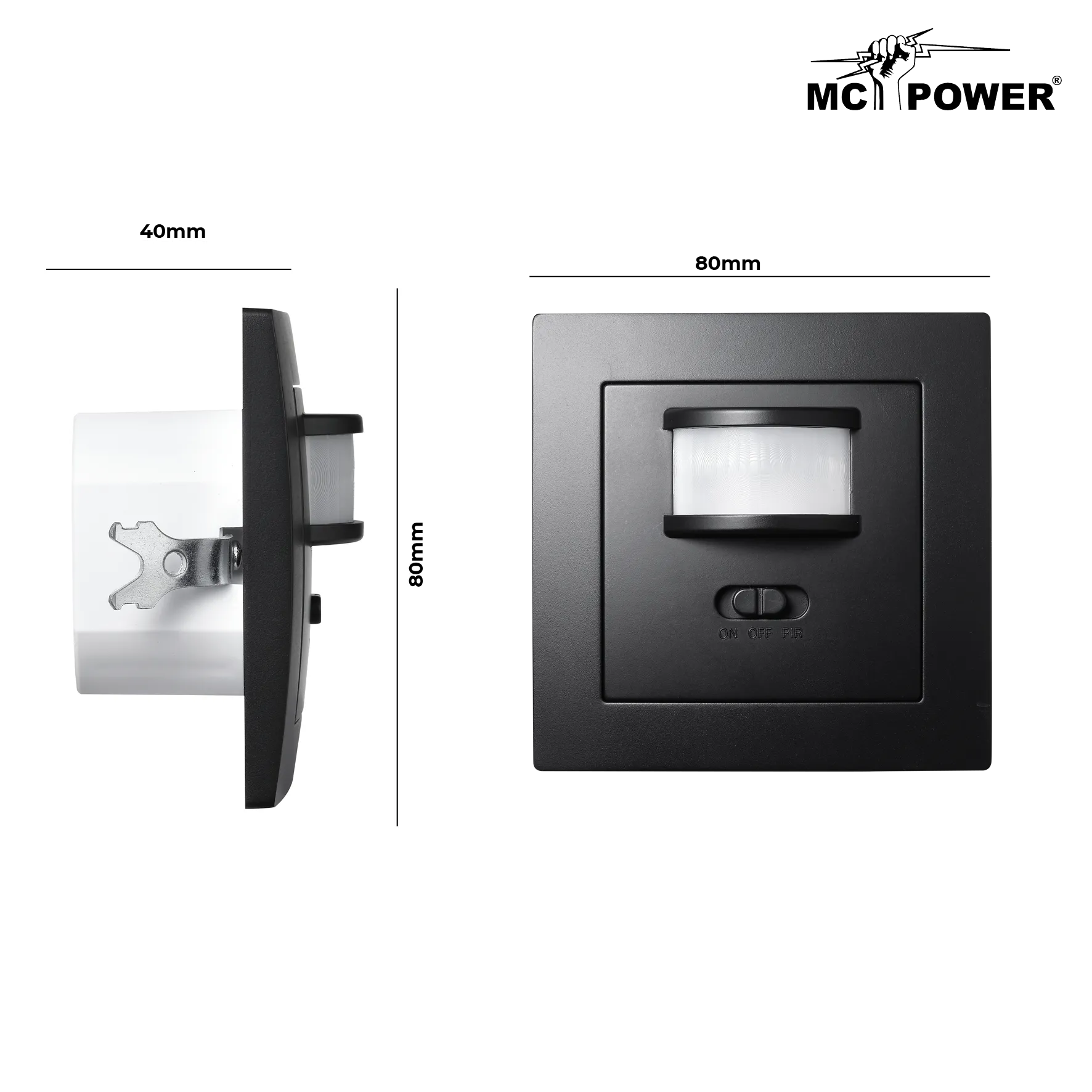 Unterputz IR Bewegungsmelder McPower ''Flair'' 160°, 750W ,LED geeignet, matt schwarz – Bild 3