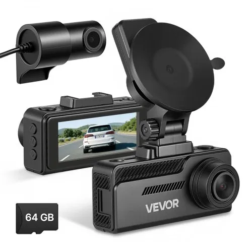 VEVOR 4K Dashcam Auto Vorne und Hinten, 1080p Dual-Autokamera mit Integriertem GPS, G-Sensor und 64-GB-Speicherkarte 3,18 Zoll Bildschirm 129° + 125° Weitwinkel Loop-Aufnahme Parkmodus Schwarz VEVOR 4K Dashcam Auto Vorne und Hinten, 1080p Dual-Autokamera mit Integriertem GPS, G-Sensor und 64-GB-Speicherkarte 3,18 Zoll Bildschirm 129° + 125° Weitwinkel Loop-Aufnahme Parkmodus Schwarz